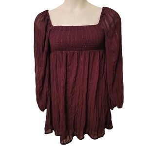 Altar'd State Purple Sequin Smocked Babydoll Mini Dress M Whimsigoth Fairiecore